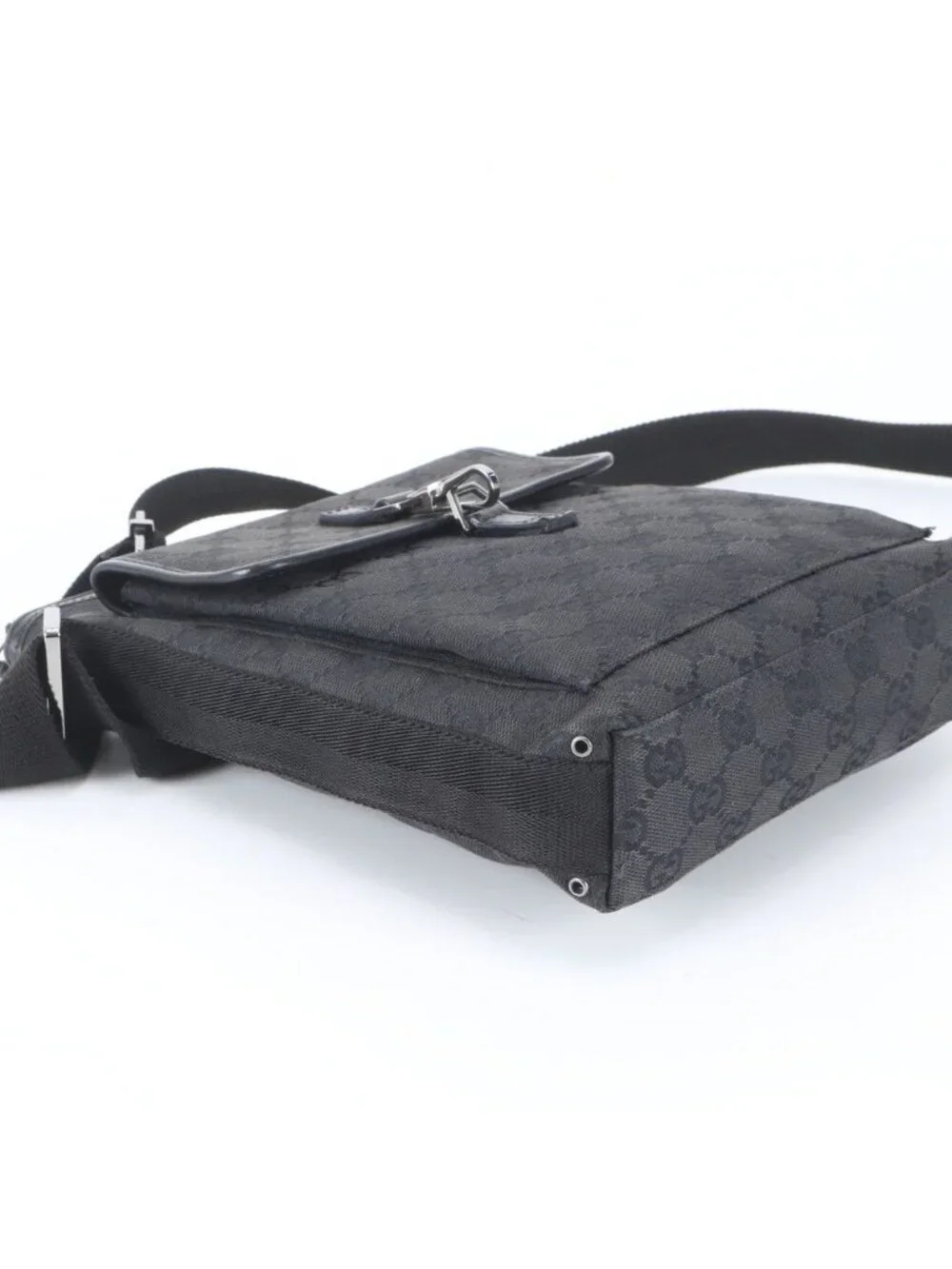 Gucci GG Canvas Leather Shoulder Bag Messenger Business Black